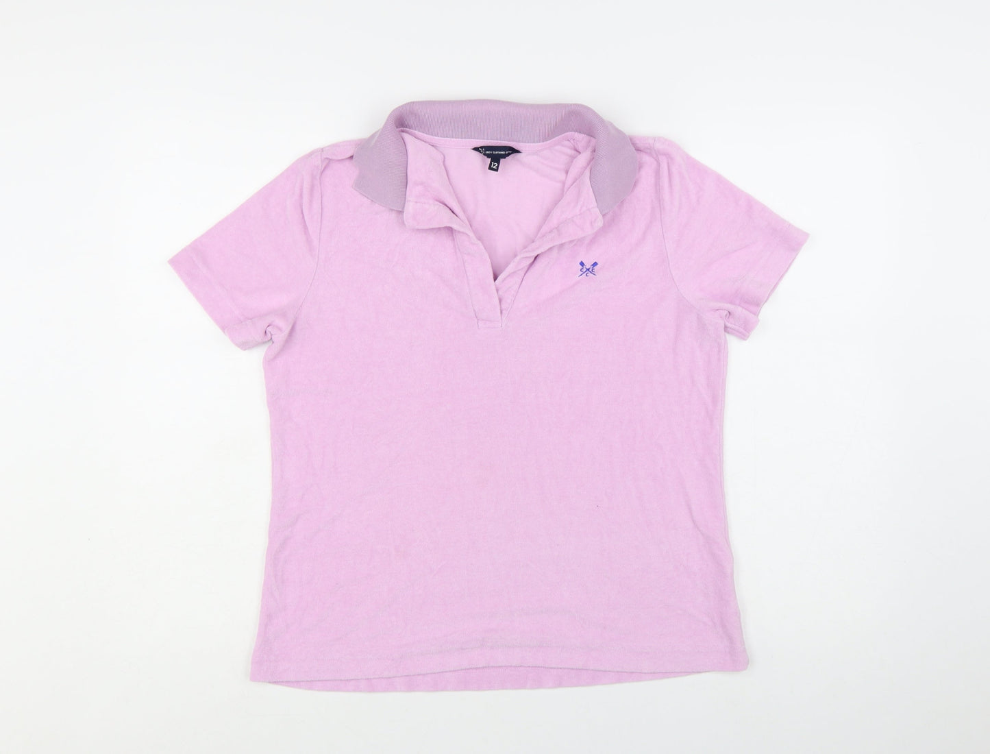 Crew Clothing Company Womens Pink Polo Shirt Size 12 Short Sleeve Cotton Blend