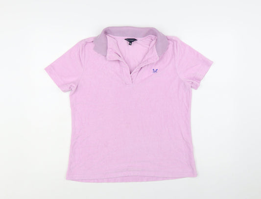 Prewornwholesale purple cropped slim fit active T-shirt with short sleeves and a high neckline.