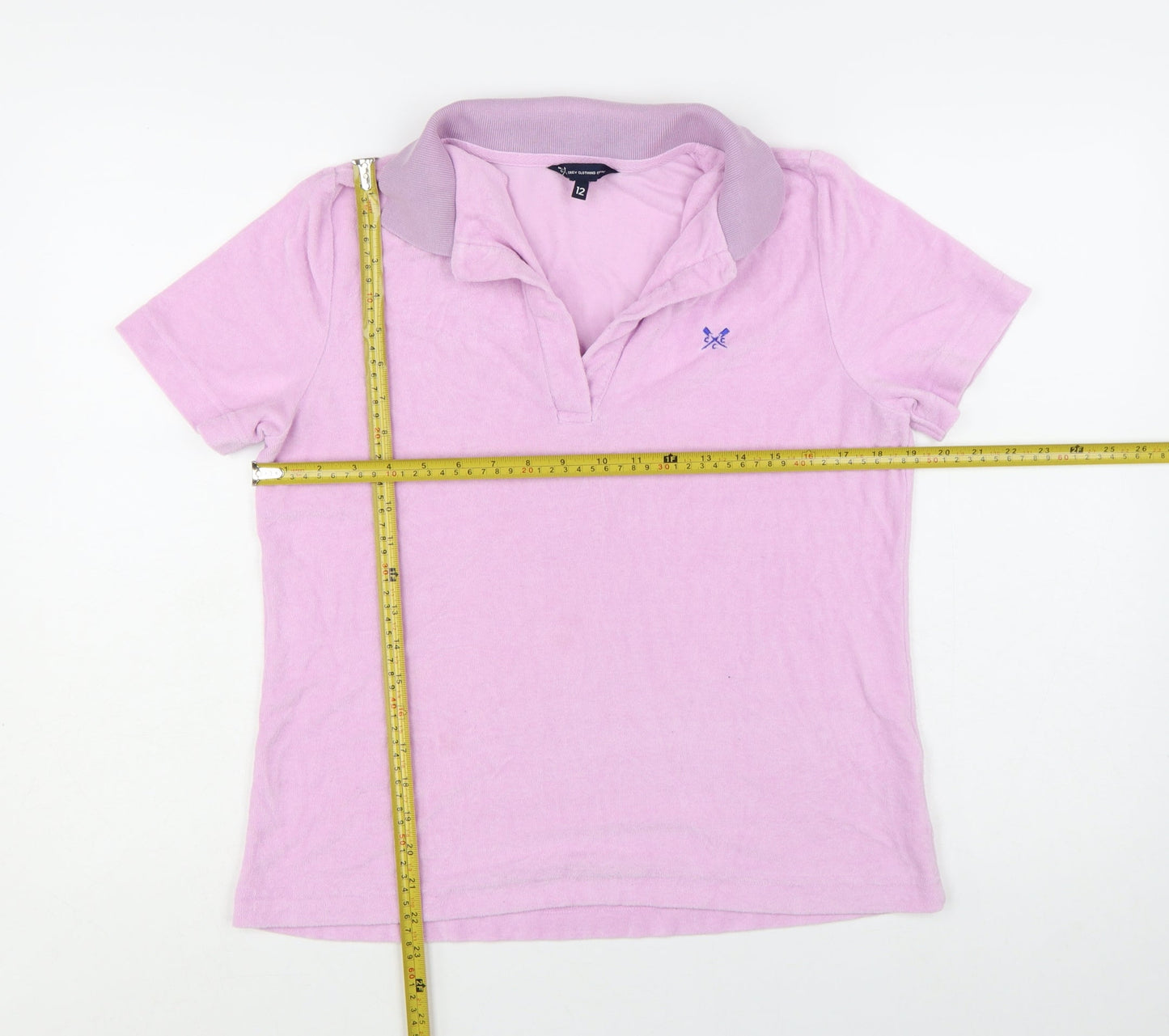 Crew Clothing Company Womens Pink Polo Shirt Size 12 Short Sleeve Cotton Blend