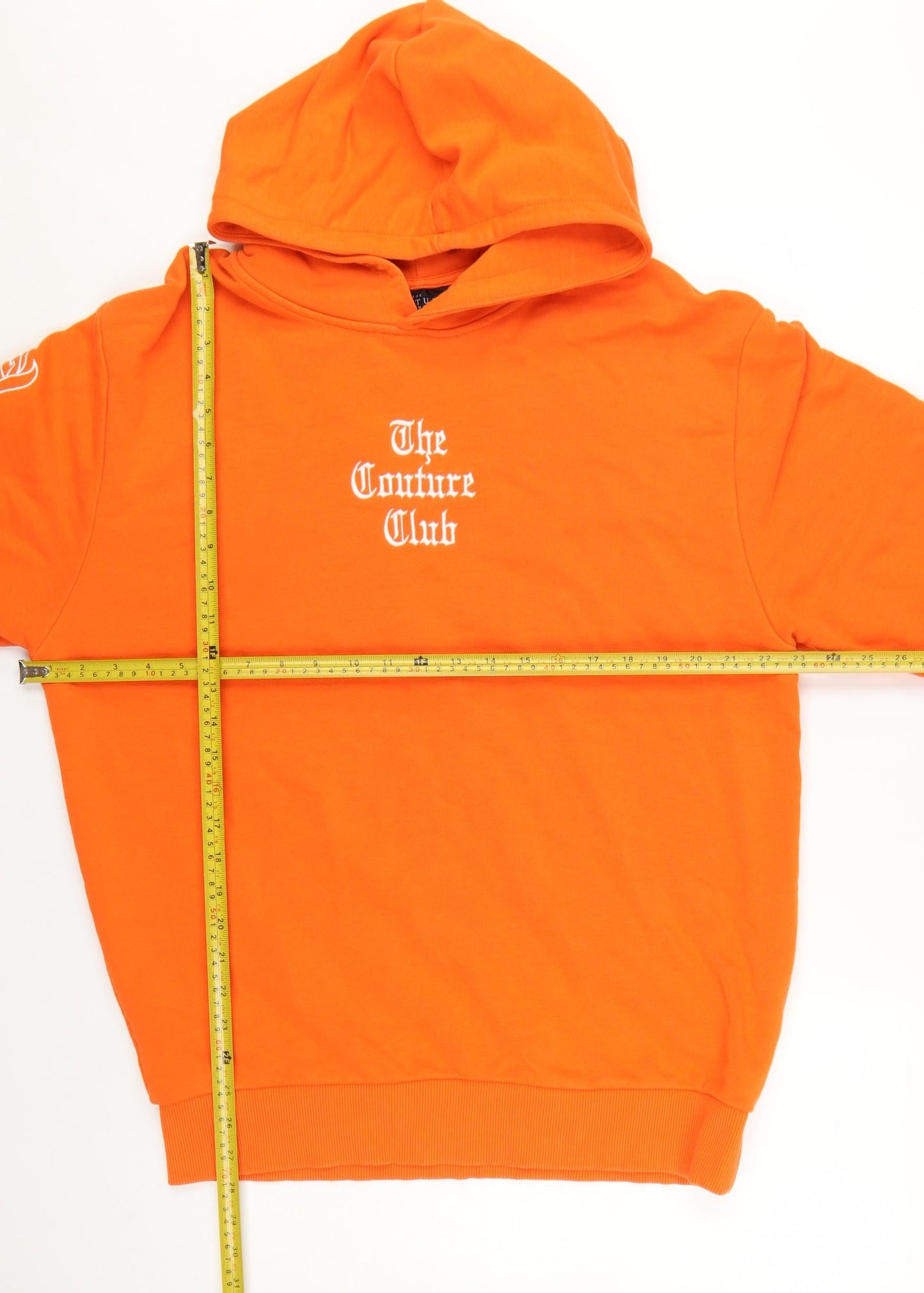 The Couture Club Men's Orange Hoodie L Pullover Graphic Streetwear