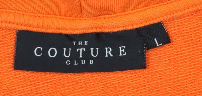 The Couture Club Men's Orange Hoodie L Pullover Graphic Streetwear