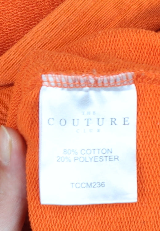The Couture Club Men's Orange Hoodie L Pullover Graphic Streetwear
