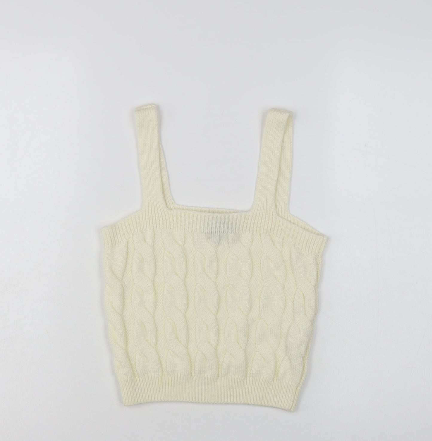 New Look Women's Ivory Cropped Knit Tank Top Size S