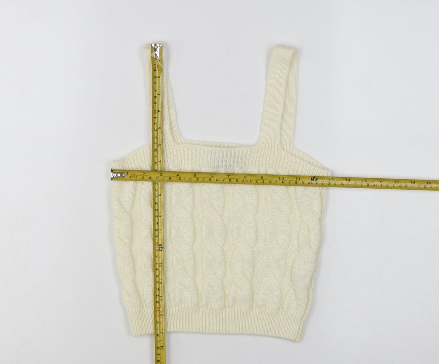New Look Women's Ivory Cropped Knit Tank Top Size S