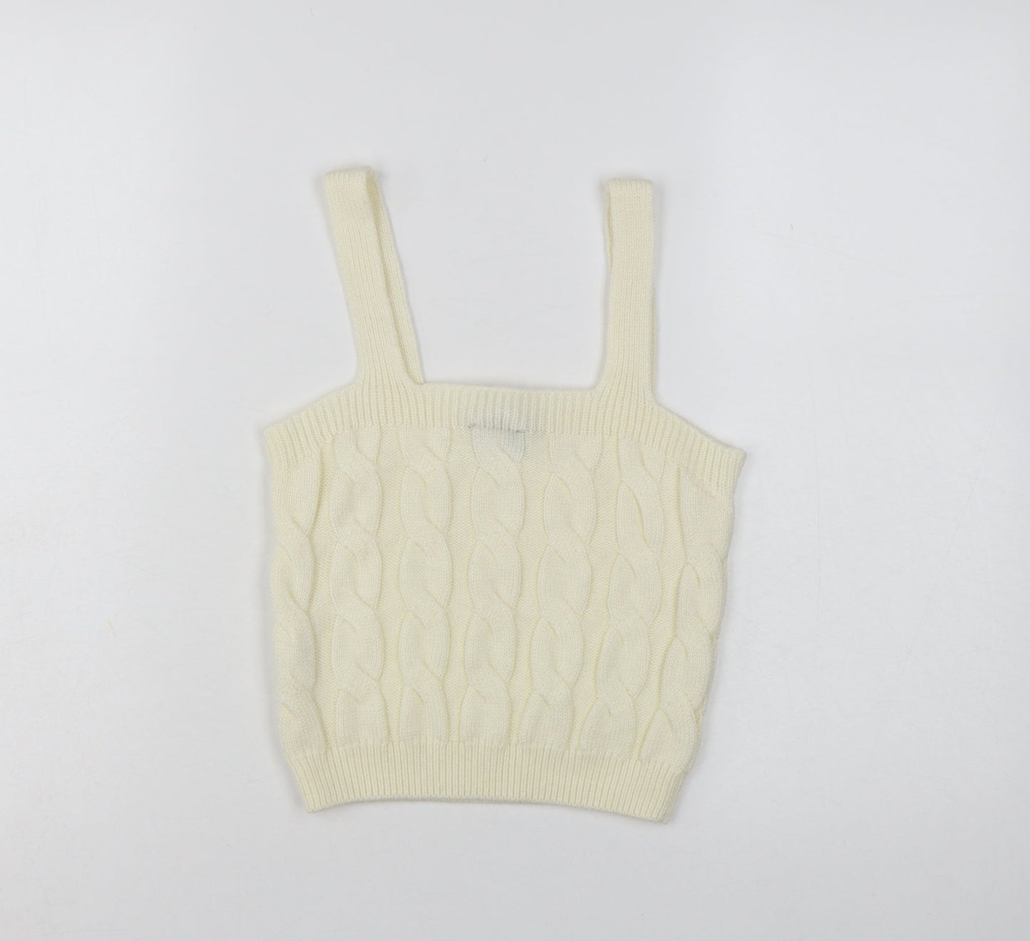New Look Women's Ivory Cropped Knit Tank Top Size S