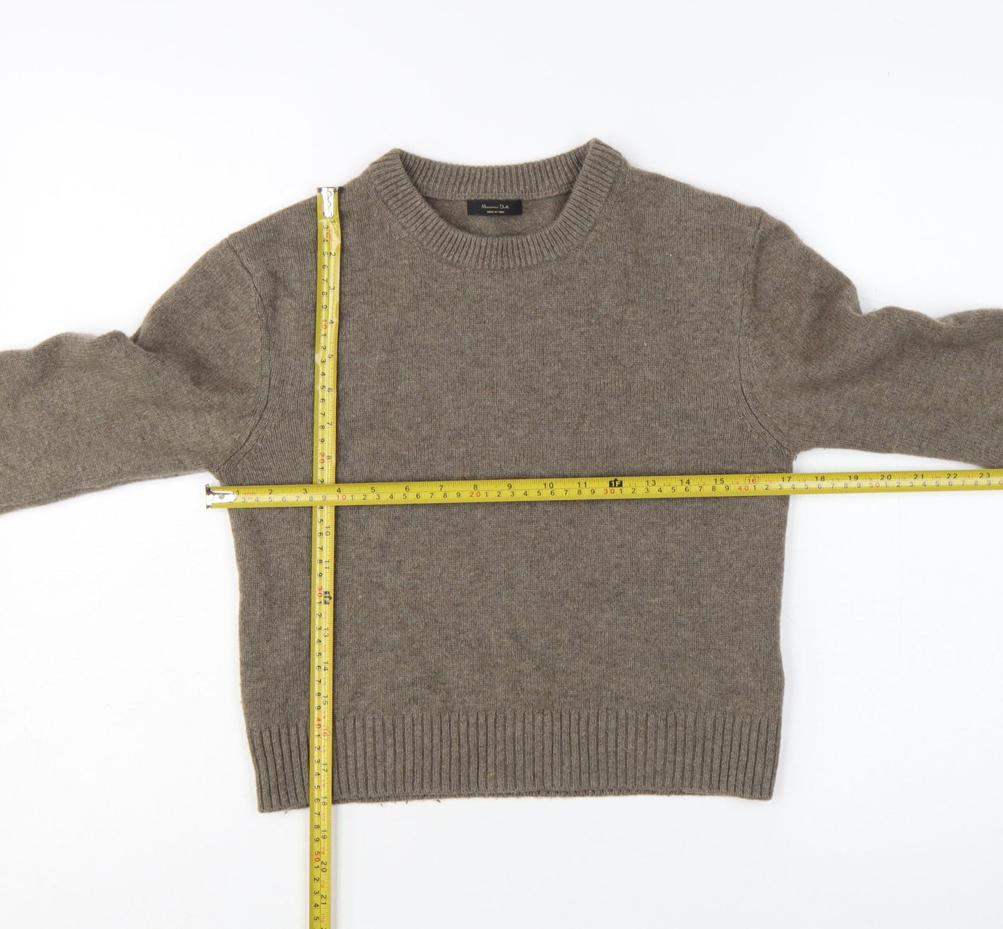 Massimo Dutti Womens Brown Wool Cashmere Crew Neck Jumper S