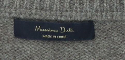 Massimo Dutti Womens Brown Wool Cashmere Crew Neck Jumper S