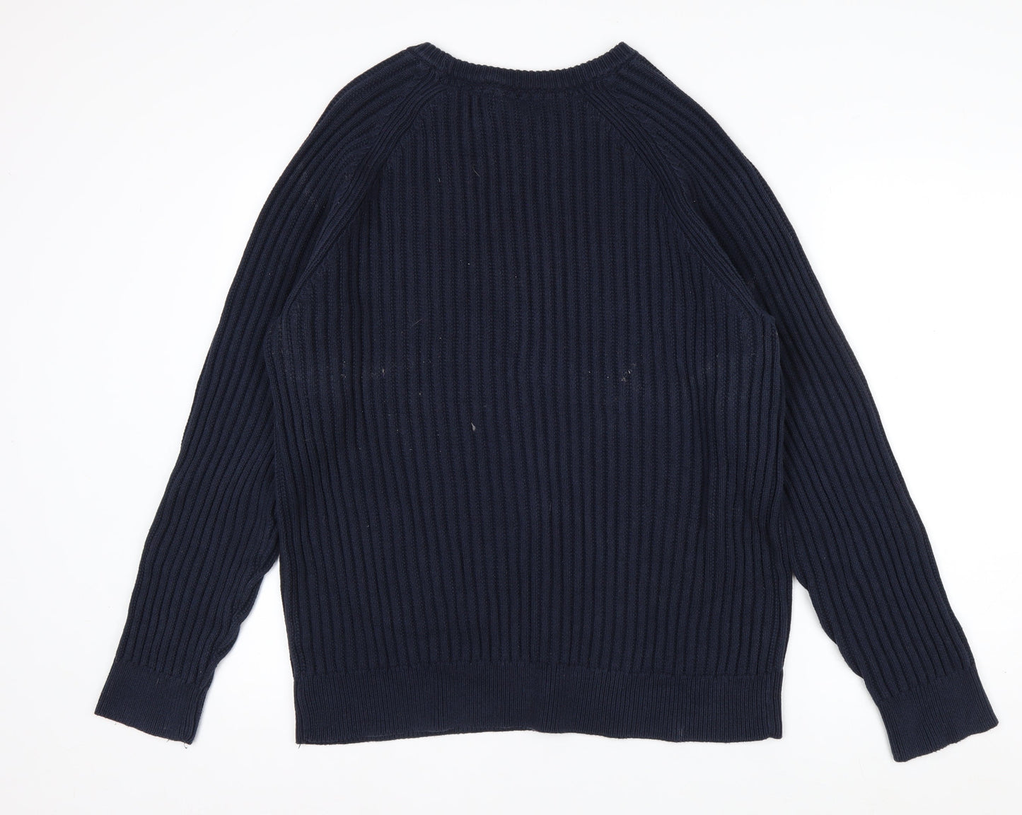 Boston Crew Men's Blue Cotton Chunky Knit Pullover Jumper L