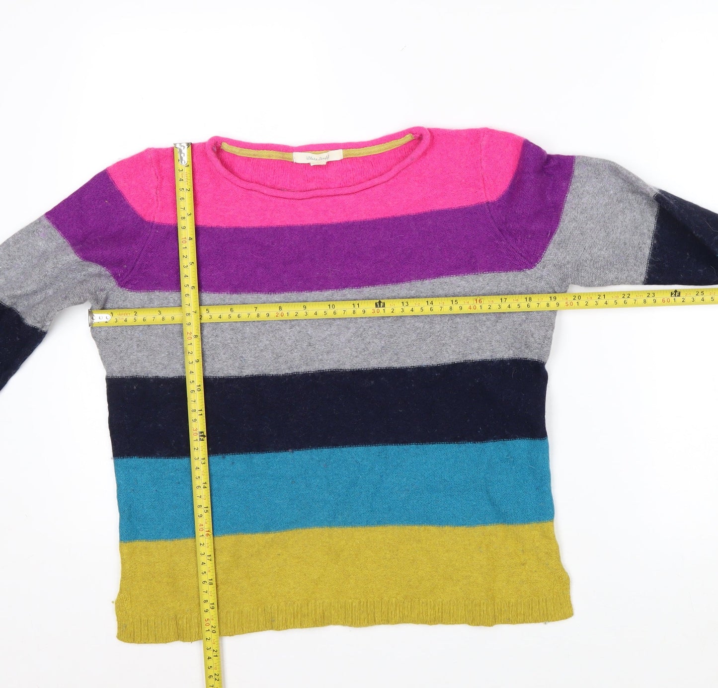 White Stuff Womens Multicoloured Wool Blend Striped Jumper UK 10