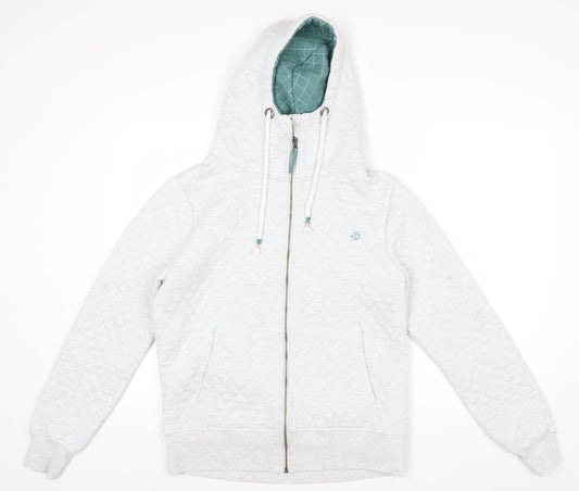 Preloved Brakeburn Women’s Grey Quilted Full Zip Hoodie Size 12 - Front