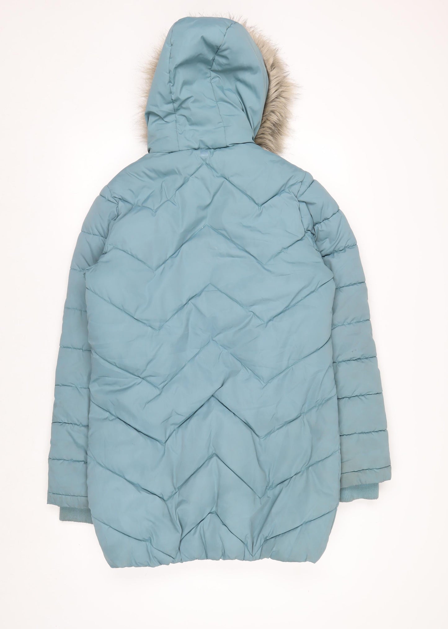 Mountain Warehouse Blue Teens Long Puffer Coat Size 14 Hooded Water Resistant