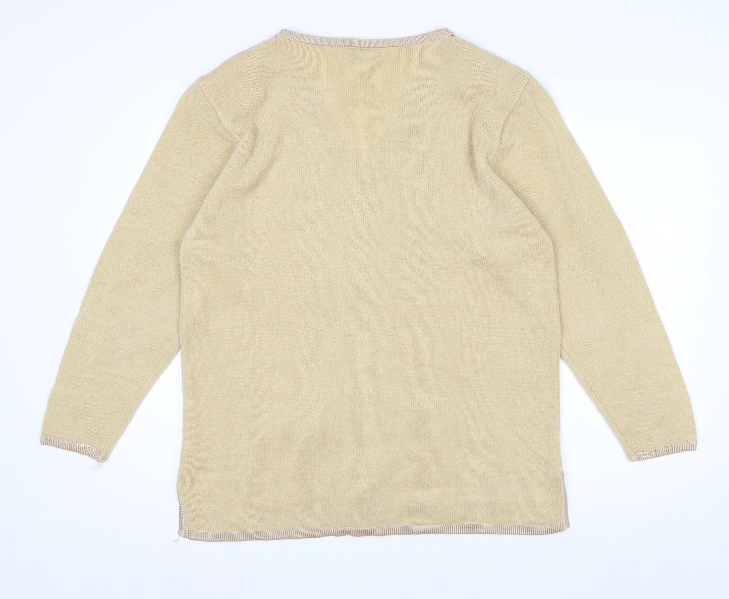 Roman Originals Women Beige Knit Long Sleeve V-Neck Cardigan M/L
