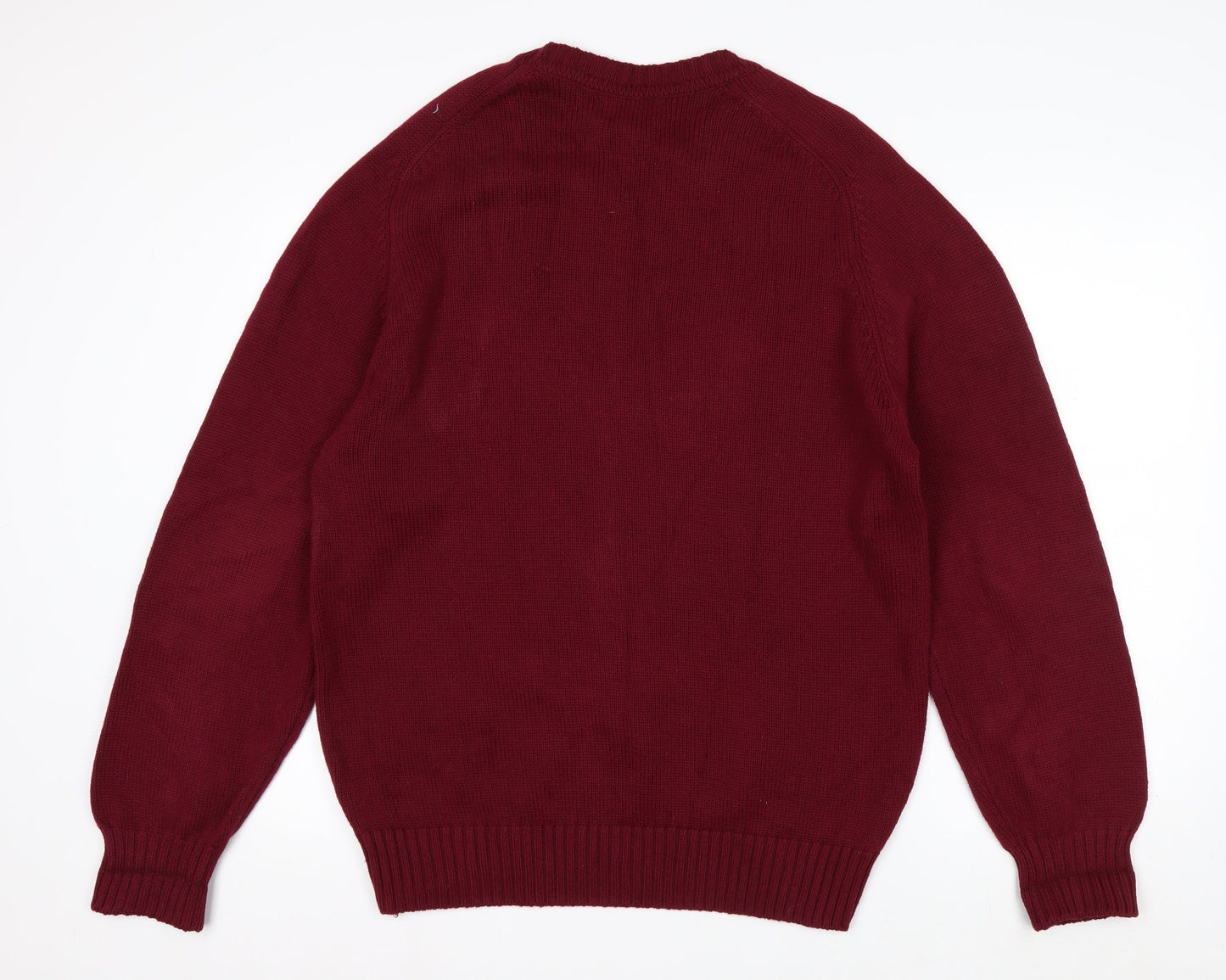 Lands' End Men's Red Cotton Crew Neck Pullover Jumper M