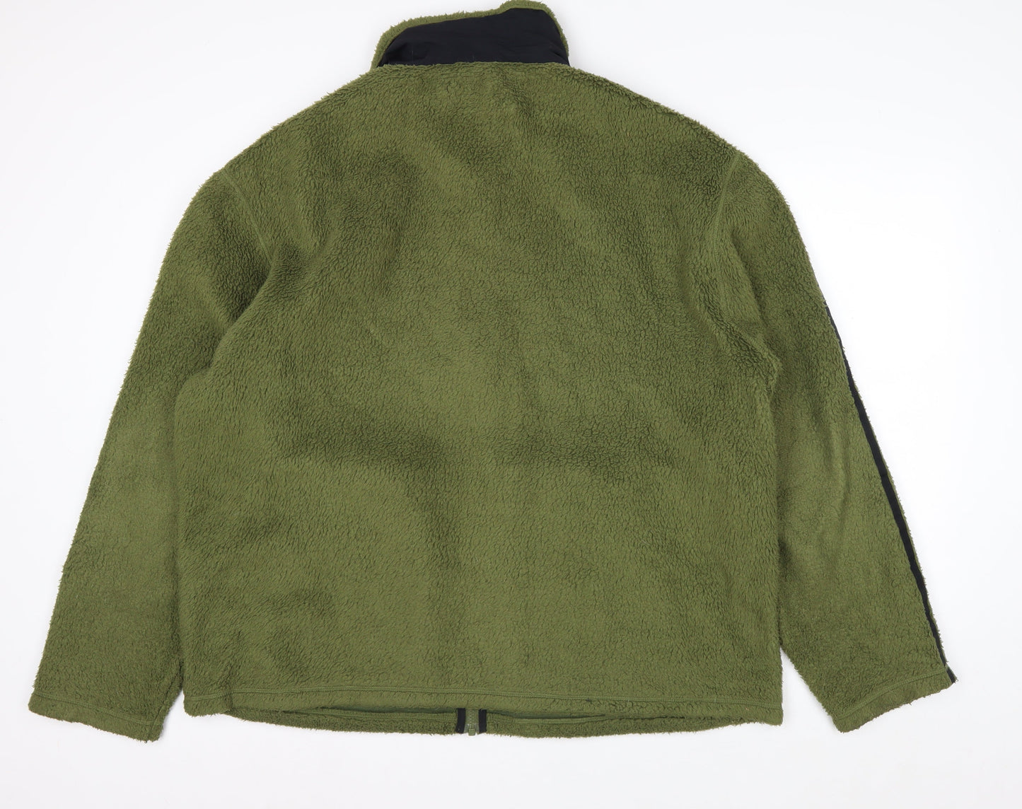 Adidas Men Green Fleece Full Zip Jacket XL Stand-Up Collar