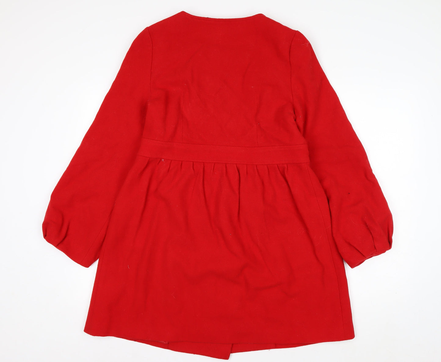 Chloé Women's Red Wool Blend Belted Pea Coat Size 8