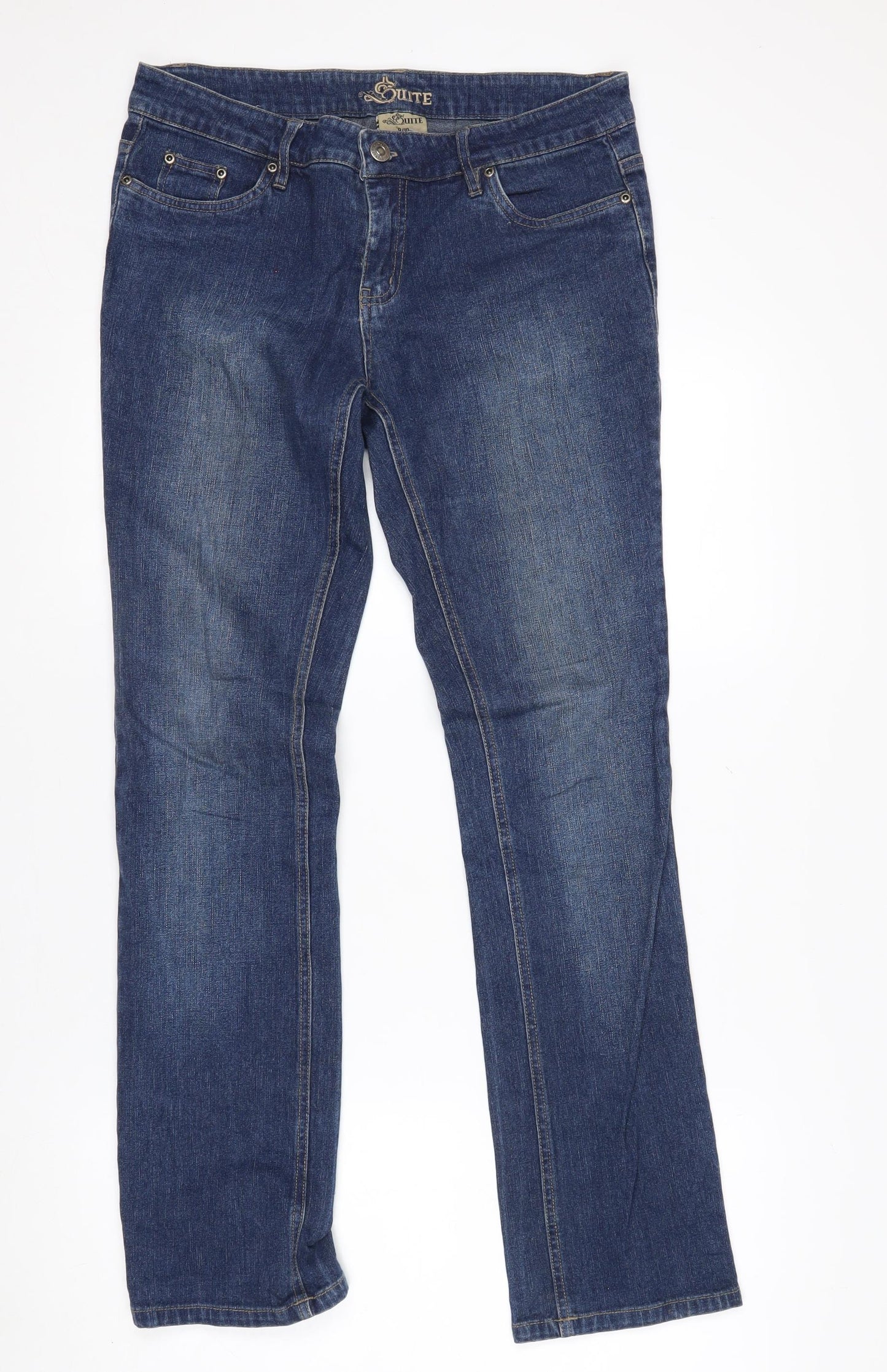 Quite Womens Blue Straight Leg Stretch Jeans Size 9-10