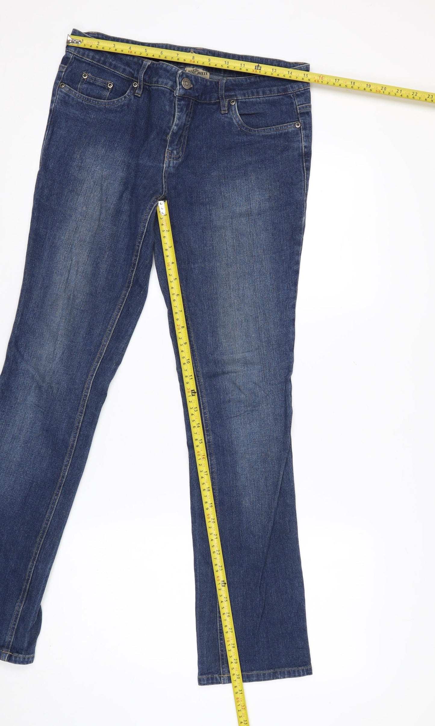 Quite Womens Blue Straight Leg Stretch Jeans Size 9-10