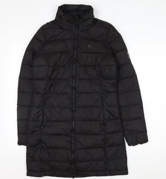 Preloved Regatta Womens Black Long Puffer Coat Size 8 Water Resistant - Front