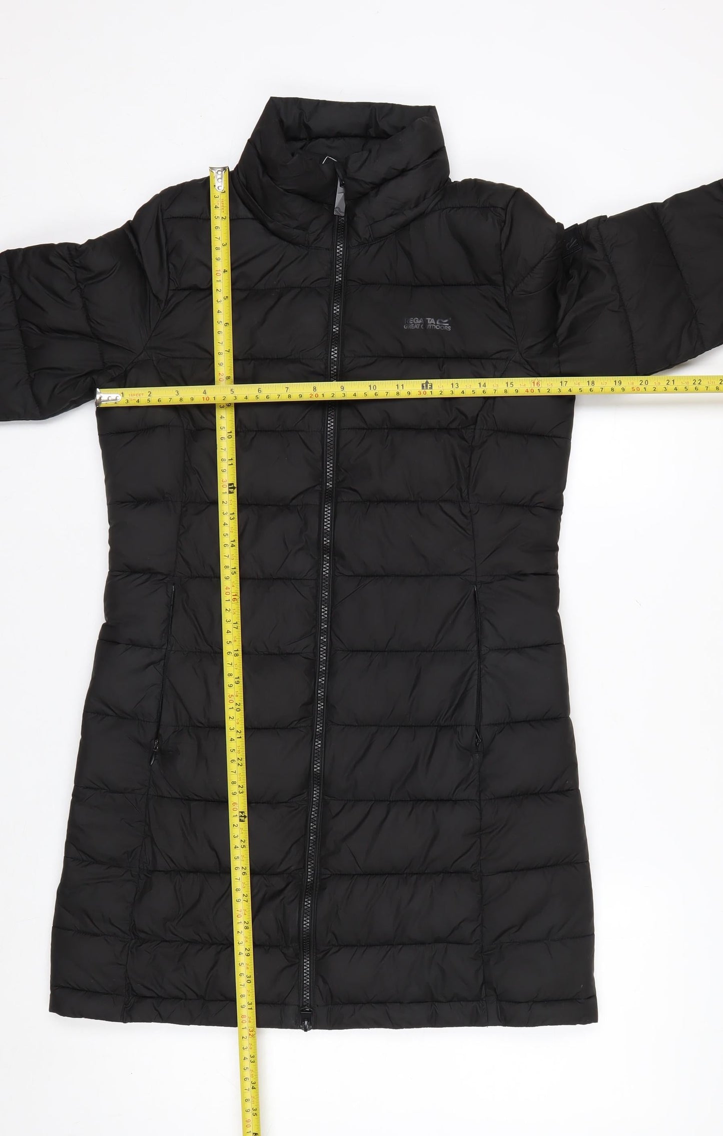 Regatta Womens Black Long Puffer Coat Size 8 Water Resistant