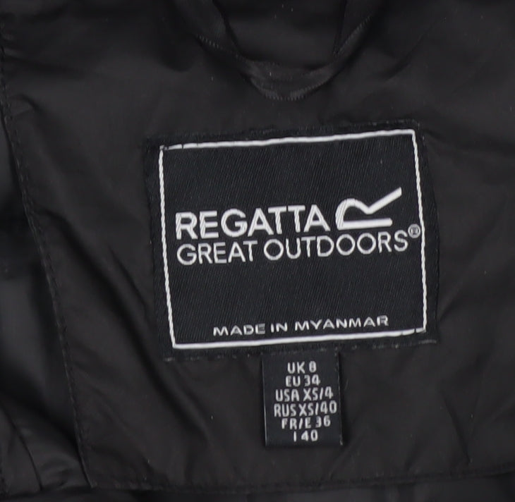 Regatta Womens Black Long Puffer Coat Size 8 Water Resistant