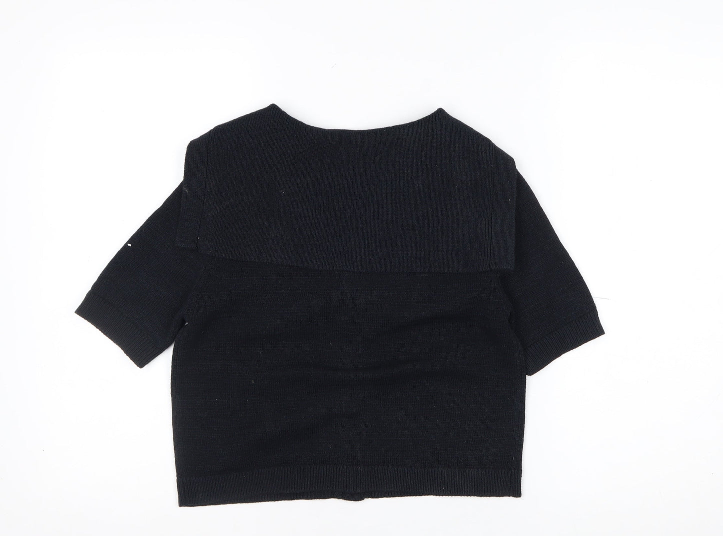 Marks and Spencer Women's Black Cropped Button-Up Knit Top XS