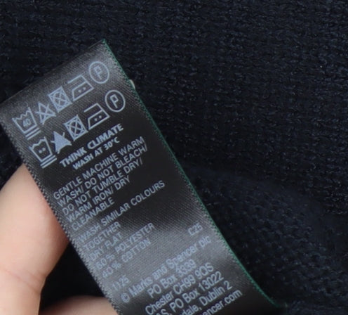 Marks and Spencer Women's Black Cropped Button-Up Knit Top XS