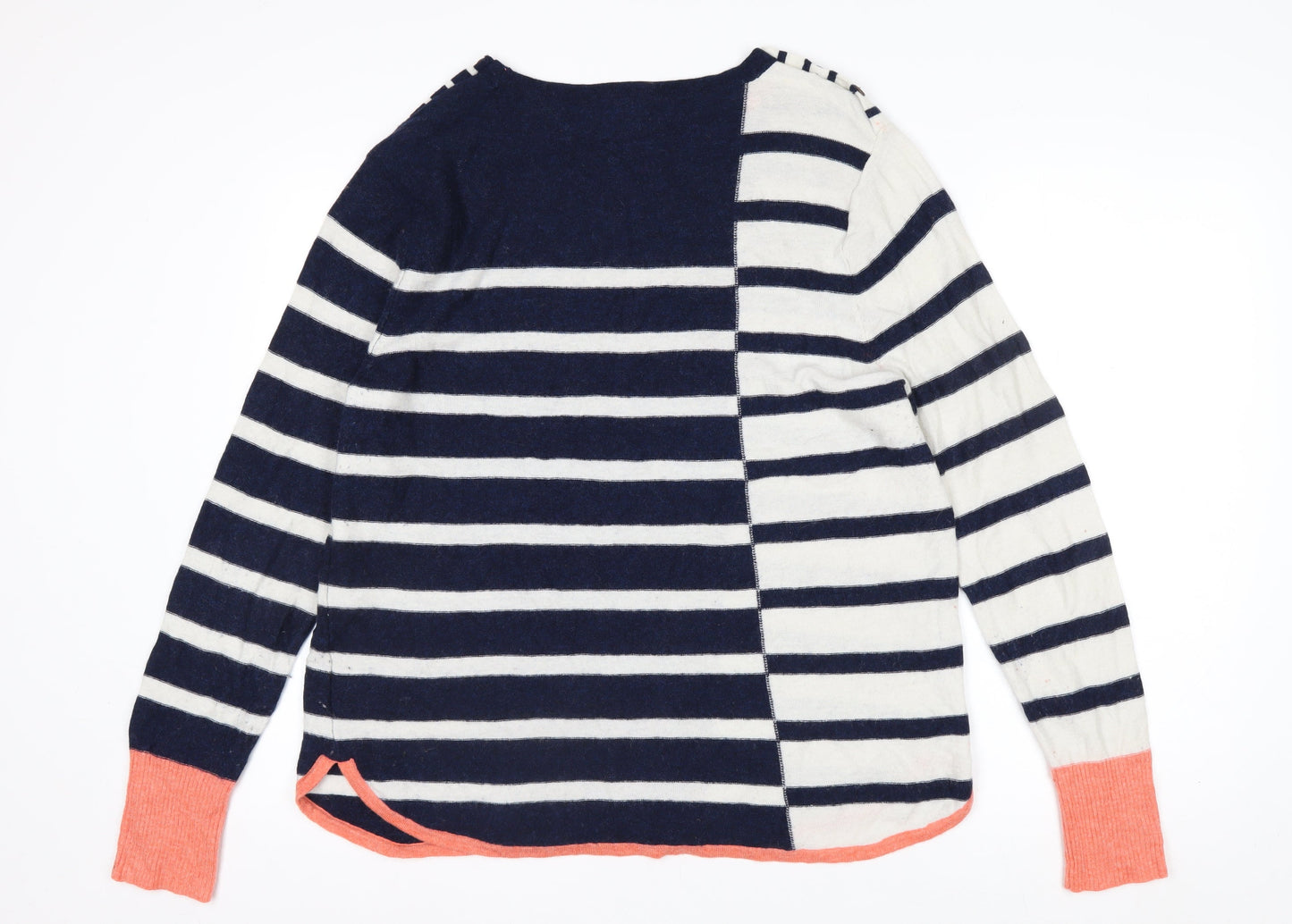 White Stuff Women's Blue Striped Merino Wool Jumper Size 18