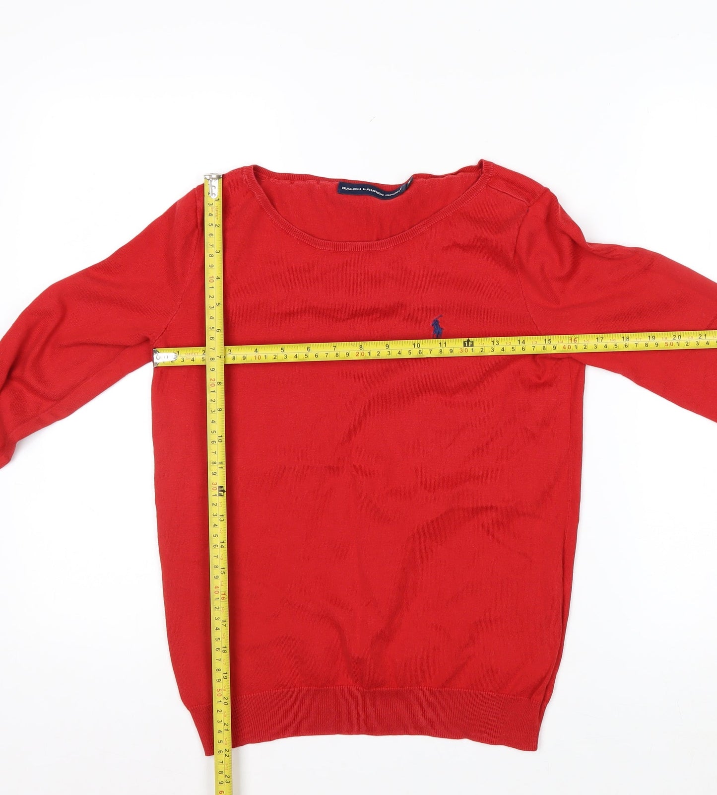 Ralph Lauren Men’s Red Cotton Crew Neck Jumper Size M