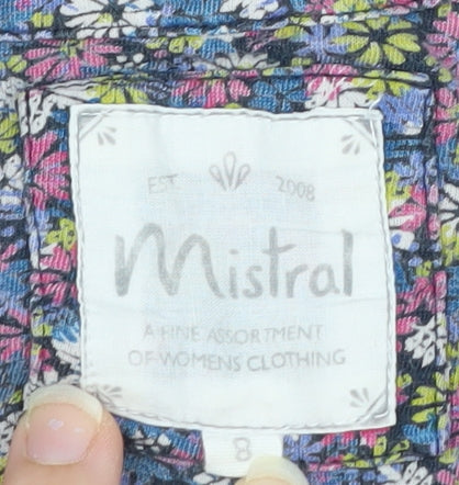 Mistral Women’s Multicoloured Floral Cotton Tunic Blouse Size 8