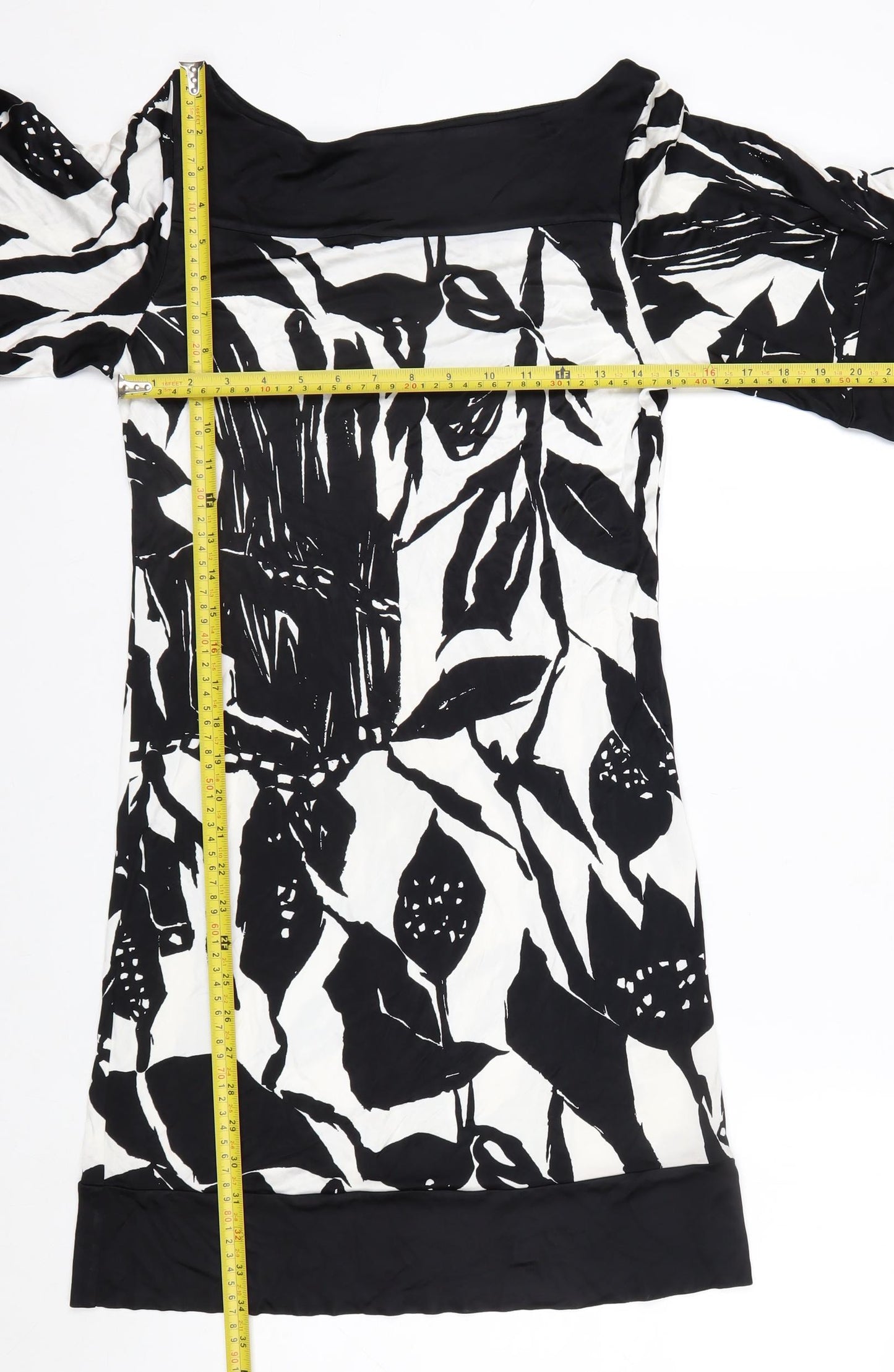 Coast Women Black White Floral Off Shoulder Shift Dress Size 8