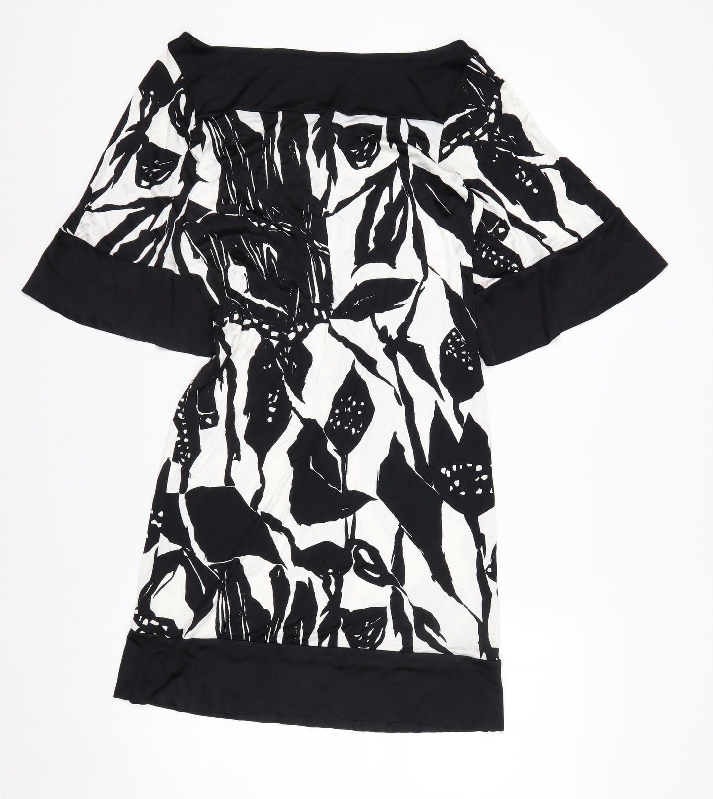 Coast Women Black White Floral Off Shoulder Shift Dress Size 8