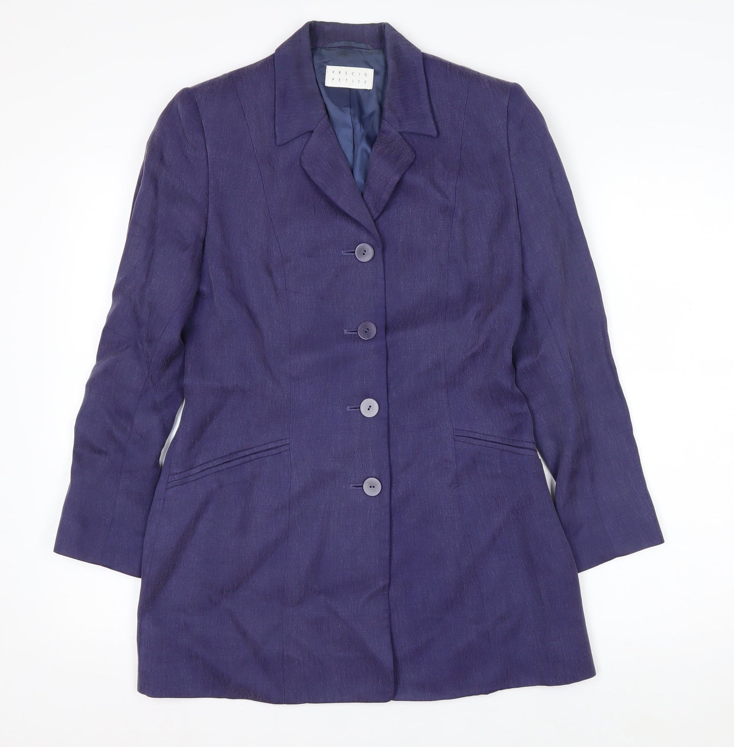 Precis Petite Purple Viscose Tailored Single-Breasted Jacket Size 8