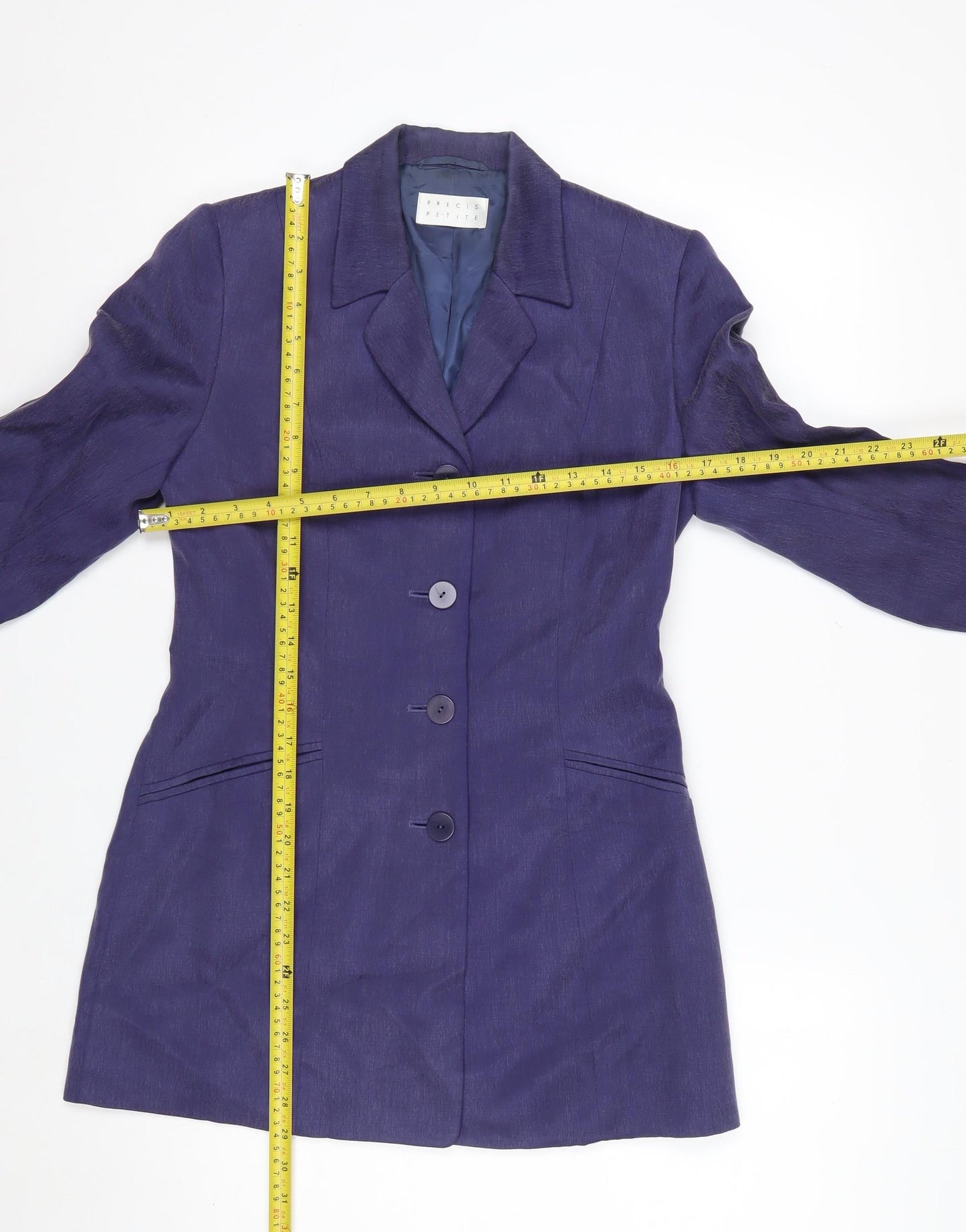 Precis Petite Purple Viscose Tailored Single-Breasted Jacket Size 8