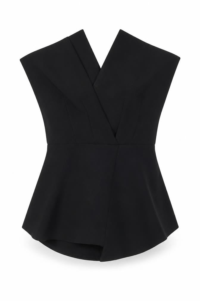 River Island Women’s Black Strapless Peplum Blouse Size 10