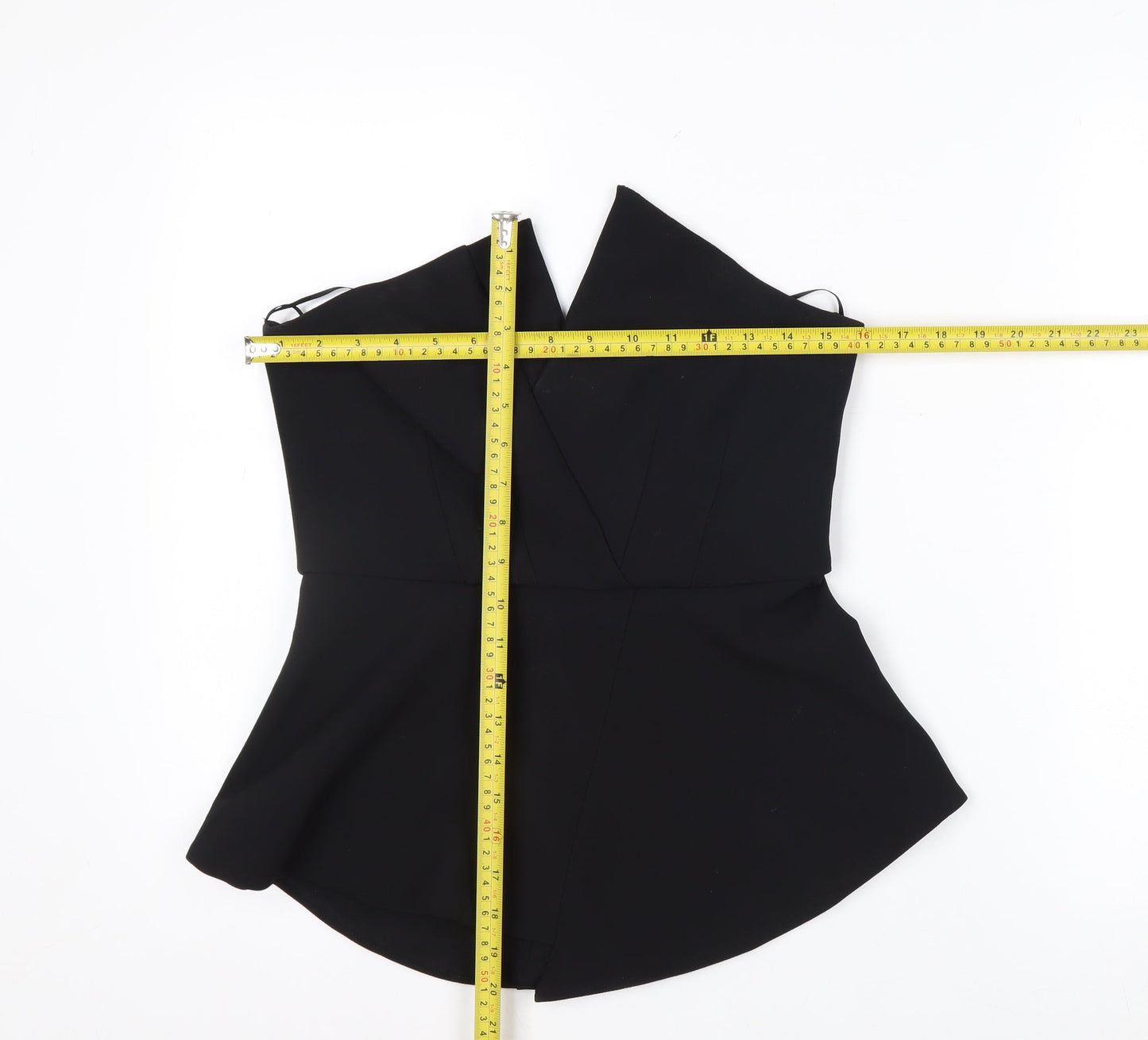 River Island Women’s Black Strapless Peplum Blouse Size 10