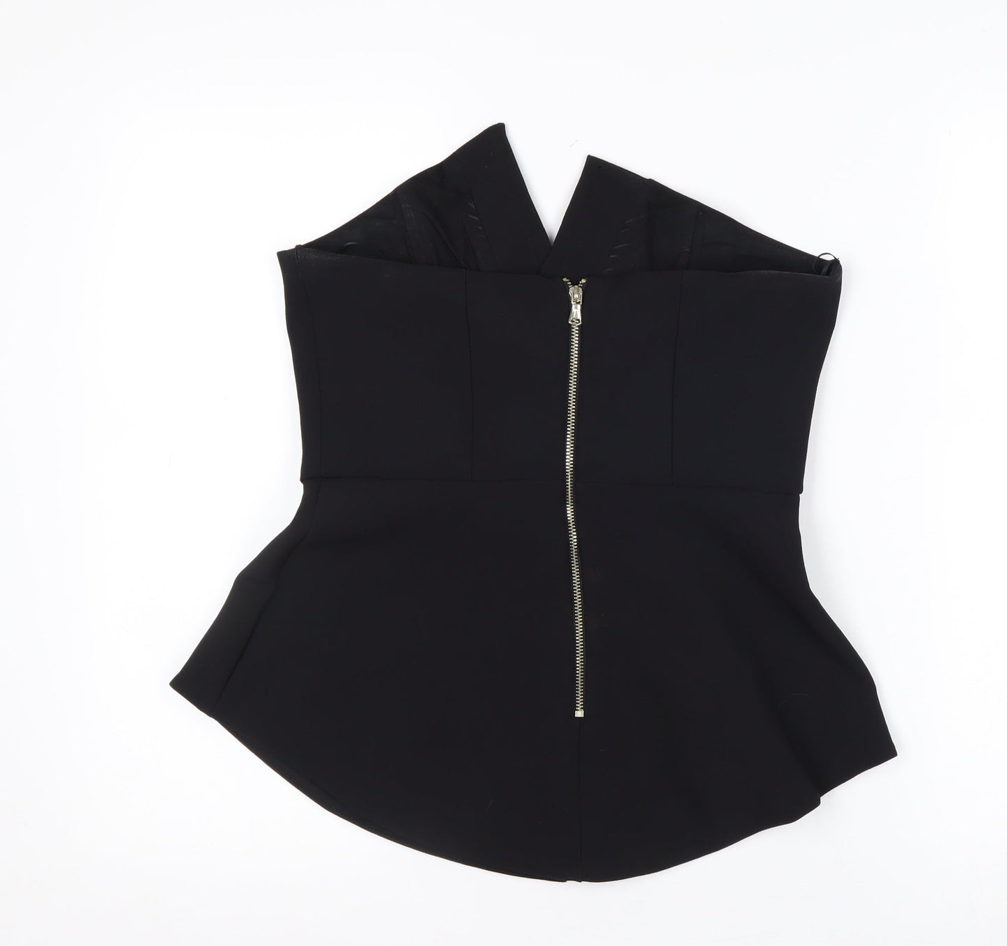 River Island Women’s Black Strapless Peplum Blouse Size 10