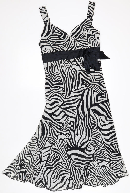 Marks and Spencer Women’s Black Zebra Print Hi-Low A-Line Dress Size 12