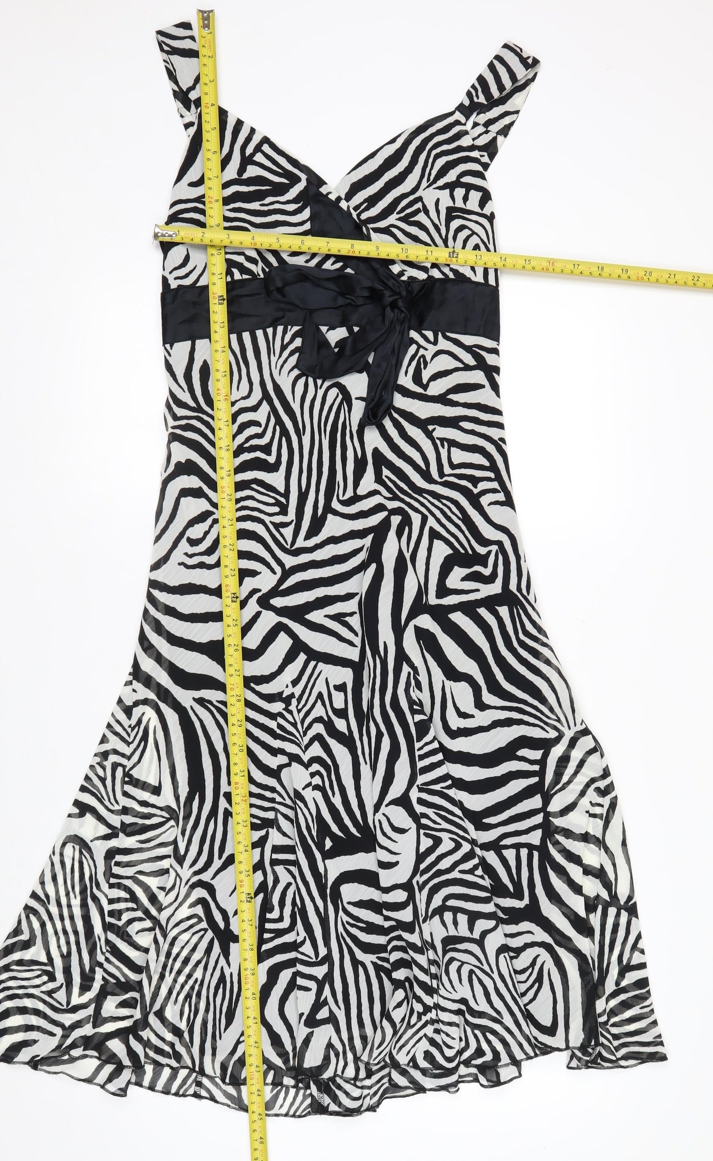 Marks and Spencer Women’s Black Zebra Print Hi-Low A-Line Dress Size 12