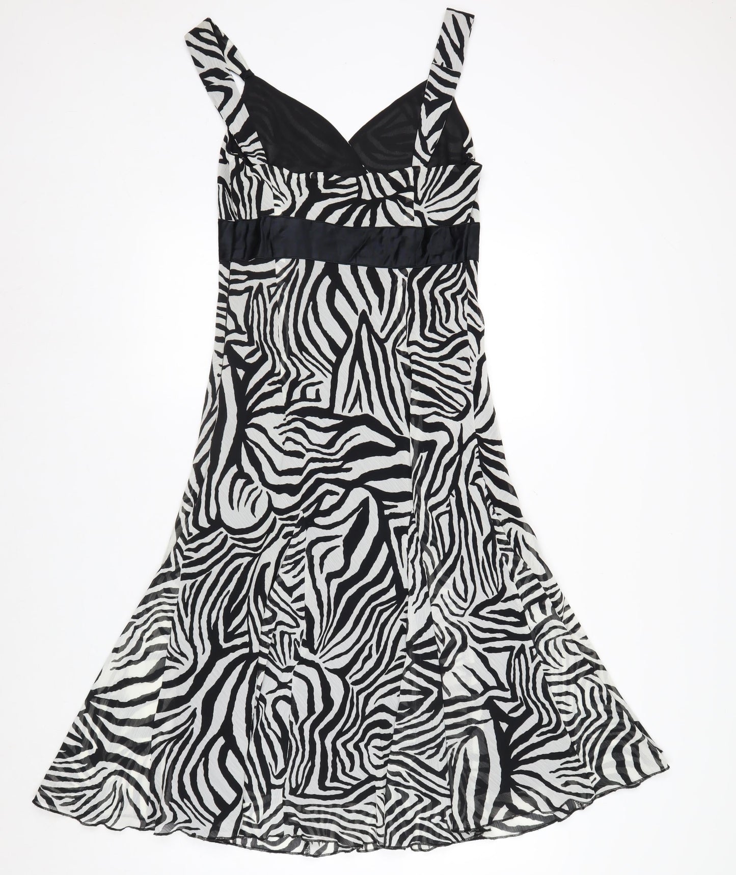 Marks and Spencer Women’s Black Zebra Print Hi-Low A-Line Dress Size 12