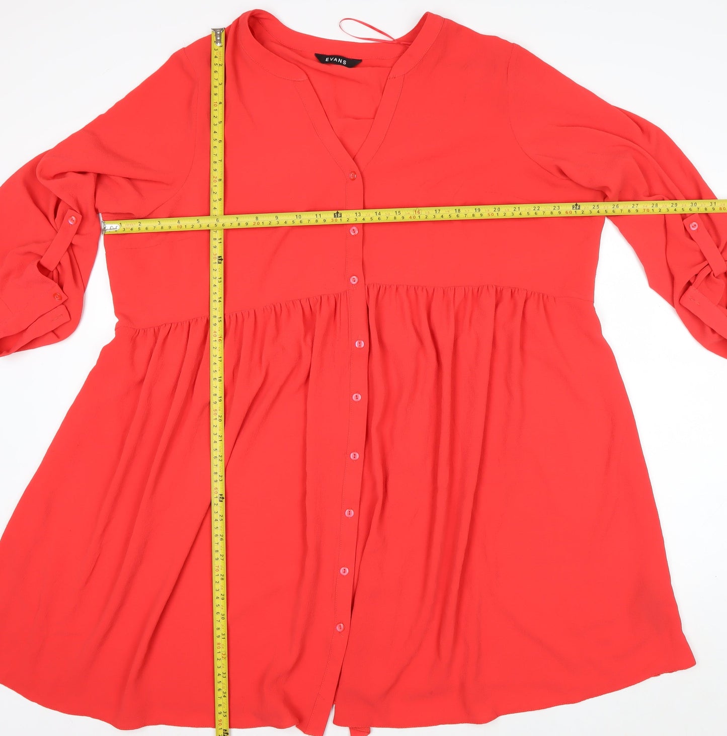 Evans Women’s Red Plus Size 22 Button Up Knee Length Shirt Dress