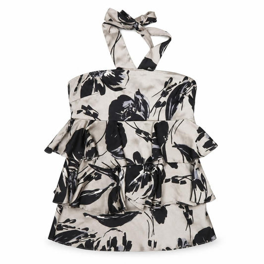 Next Women’s Beige Floral Halter Ruffle Blouse Size 10