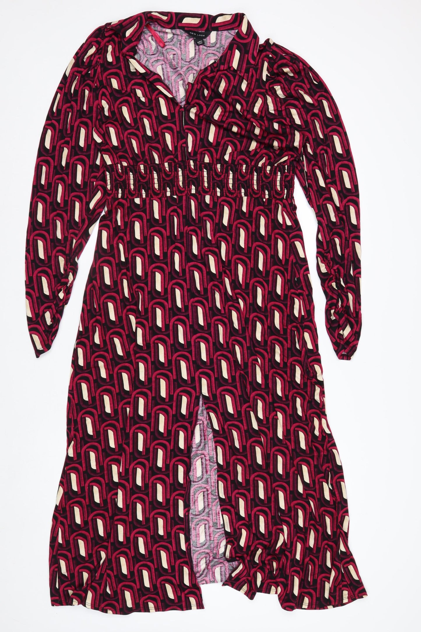 New Look Womens Multicoloured Geometric A-Line Jersey Dress Size 16
