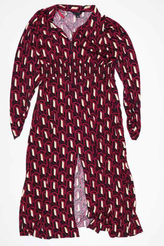 New Look Womens Multicoloured Geometric A-Line Jersey Dress Size 16