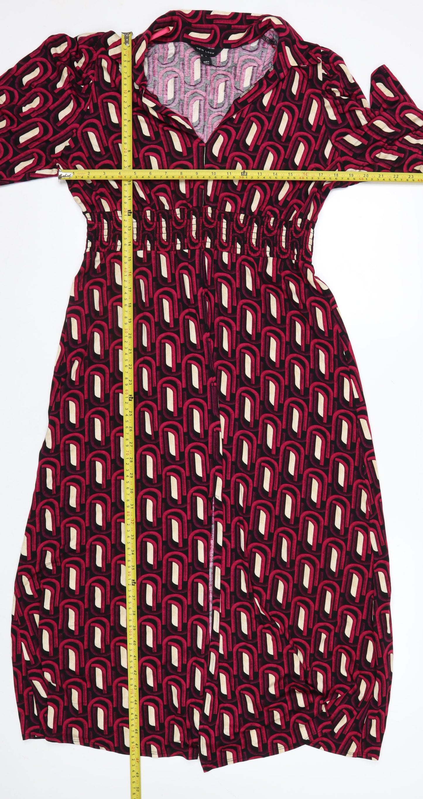 New Look Womens Multicoloured Geometric A-Line Jersey Dress Size 16