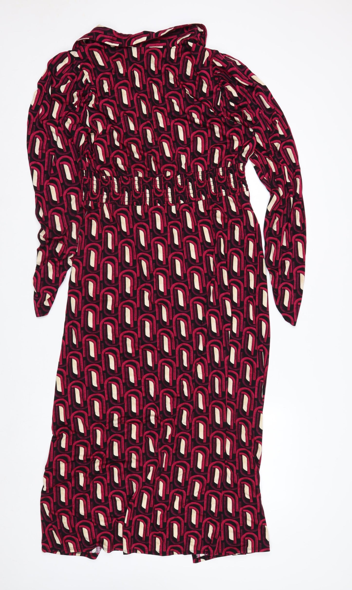New Look Womens Multicoloured Geometric A-Line Jersey Dress Size 16