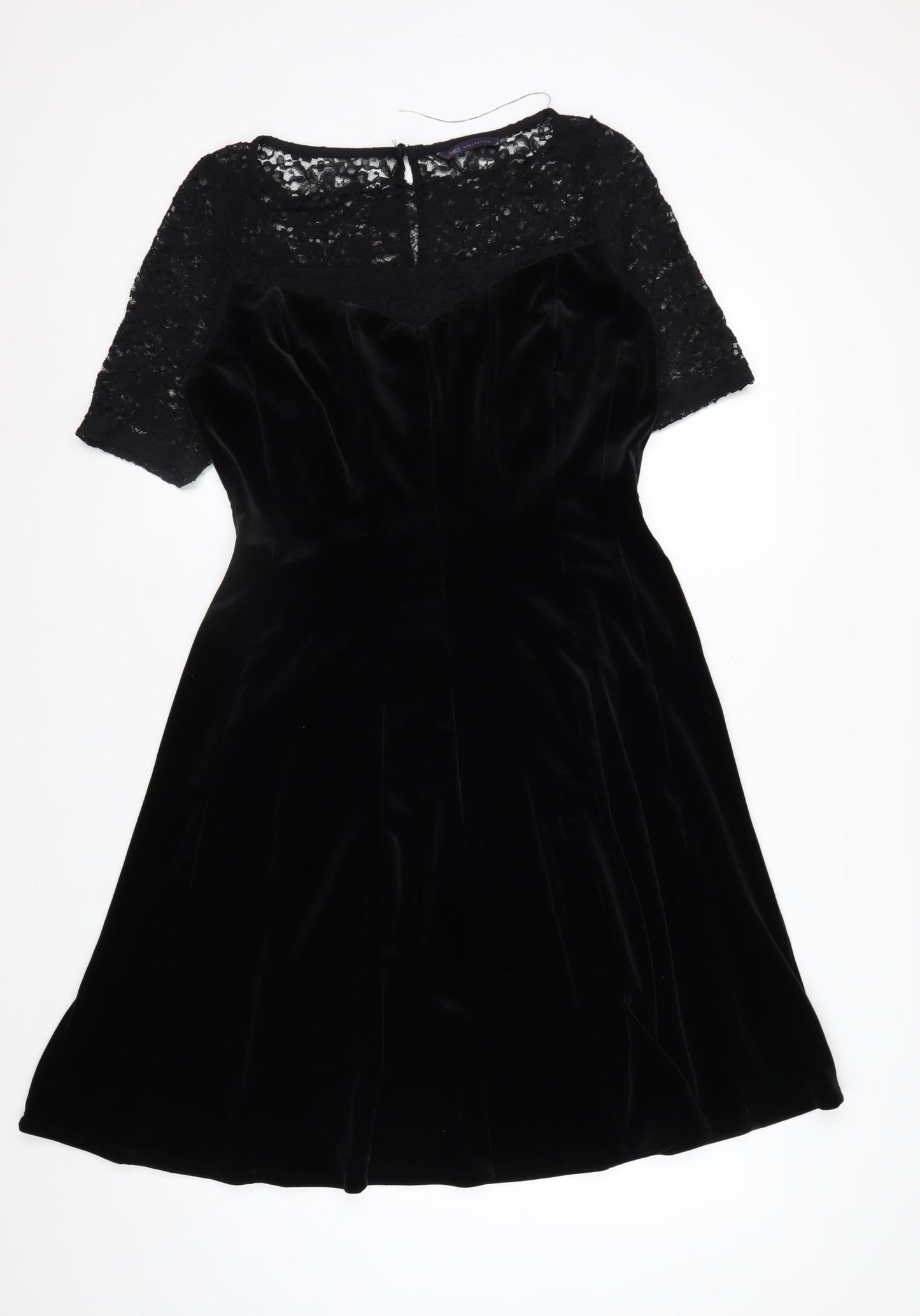 Marks and Spencer Women’s Black Velvet Lace Fit & Flare Dress Size 12