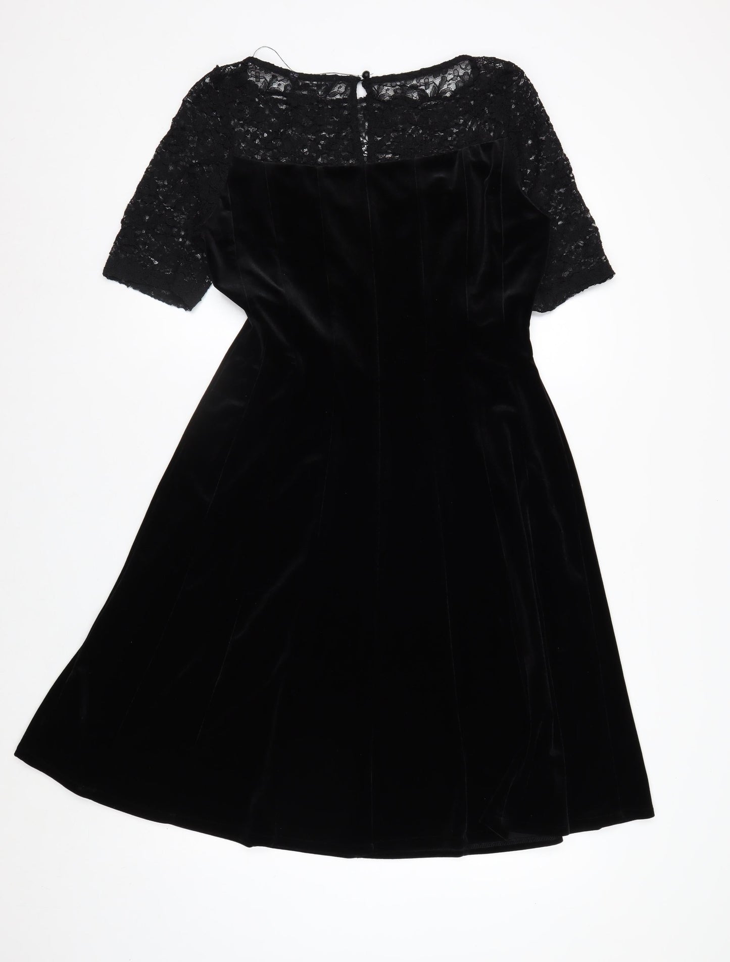 Marks and Spencer Women’s Black Velvet Lace Fit & Flare Dress Size 12