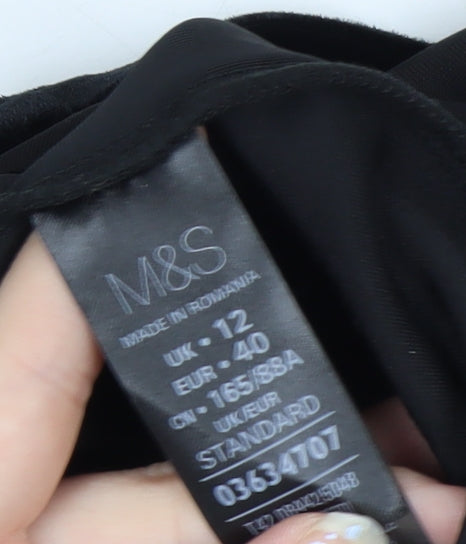 Marks and Spencer Women’s Black Velvet Lace Fit & Flare Dress Size 12