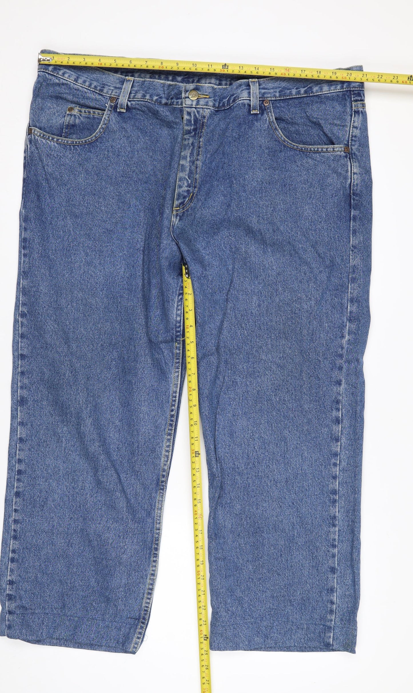 Lee Men's Blue Denim Straight Jeans 44x34 Big & Tall Retro Cotton