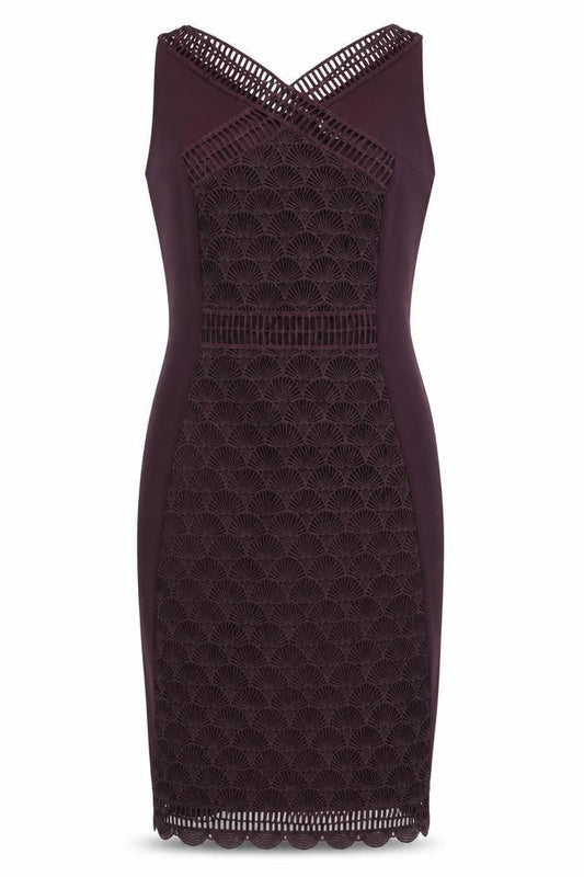 Mint Velvet Women’s Purple Lace Sheath Dress Size 12 Sleeveless Halter